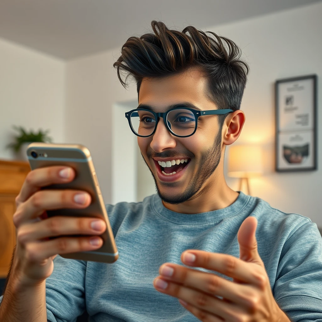 Rafael jogando Bac Bo em seu smartphone